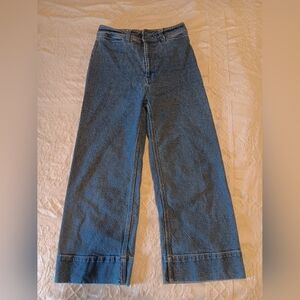 Apiece apart wide leg cropped denim stretch jeans